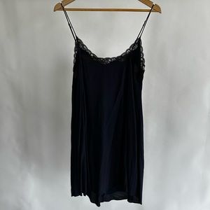 Wilfred Aritzia Navy And Black Lace Slip Dress